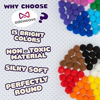 「pompom」 Amazon.com: Adeweave 1 Inch 300 Pom poms – Soft and Fluffy